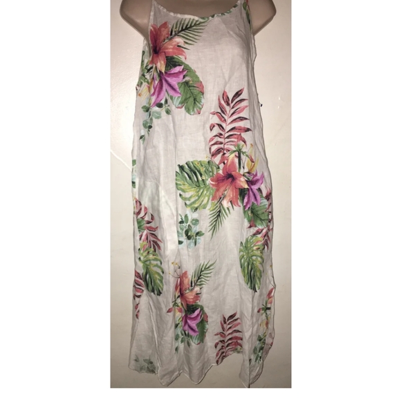 Lungo L'arno 100% Italian Linen Floral Palm Dress SZ.S NWT - Picture 1 of 7